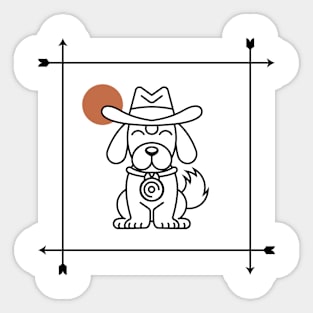 simple Cowboy Dog Design Sticker